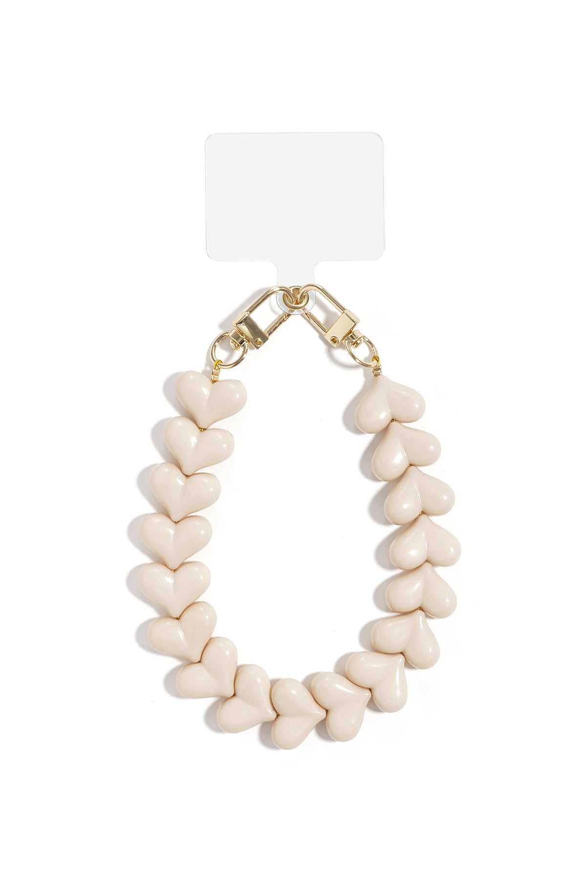 Telefoonketting met hartjes - wit