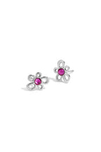 Flower-like shape stud earrings with stone detail - zilver