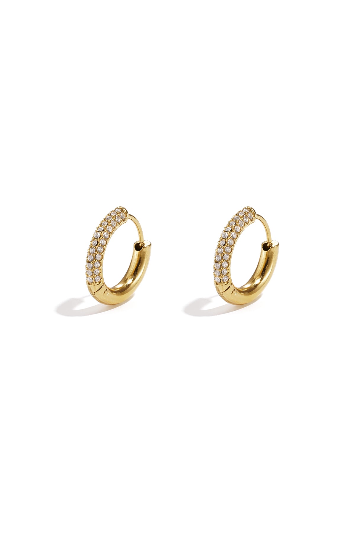 Elegant Rhinestone Hoop Earrings - Silver & Gold
