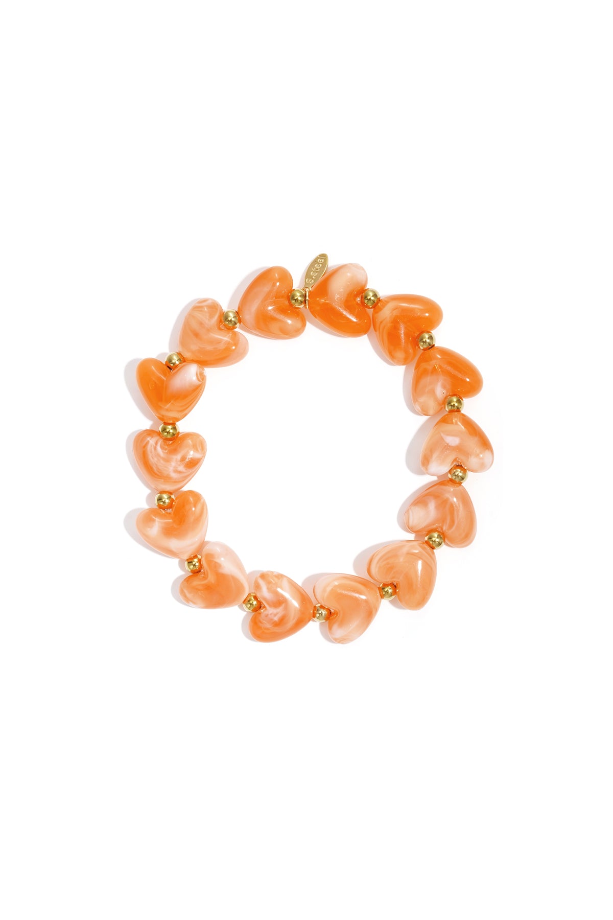 Elastische armband met hartkralen - oranje