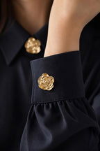 Elegant Gold Flower Cufflinks for Women