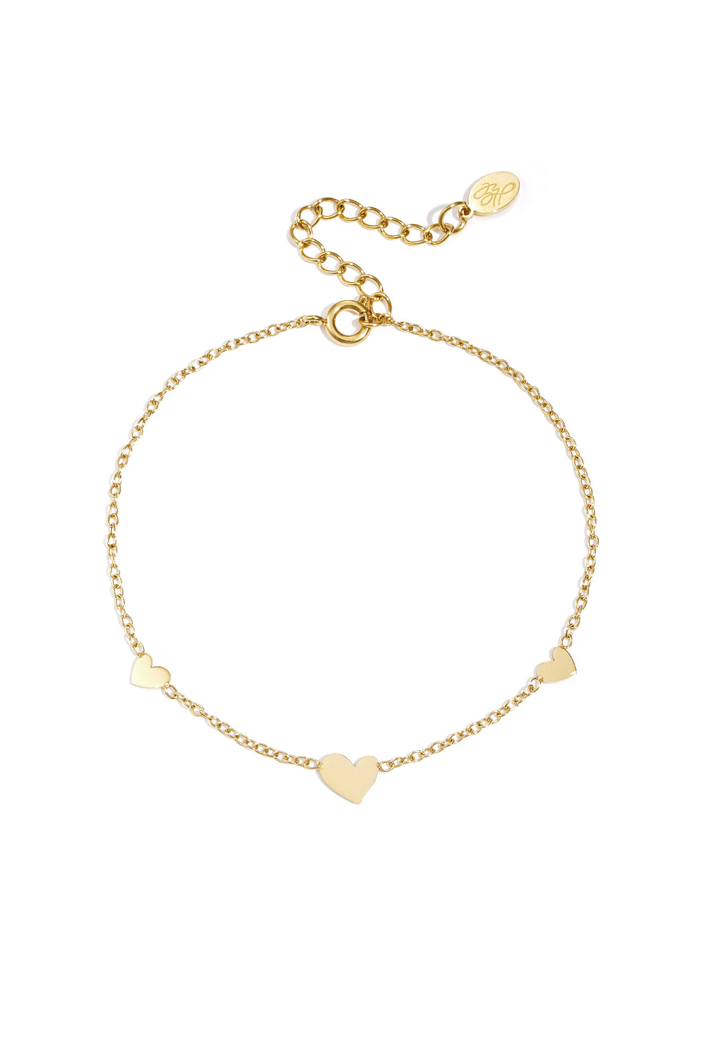 Klassieke armband met hartjes - roestvrij staal