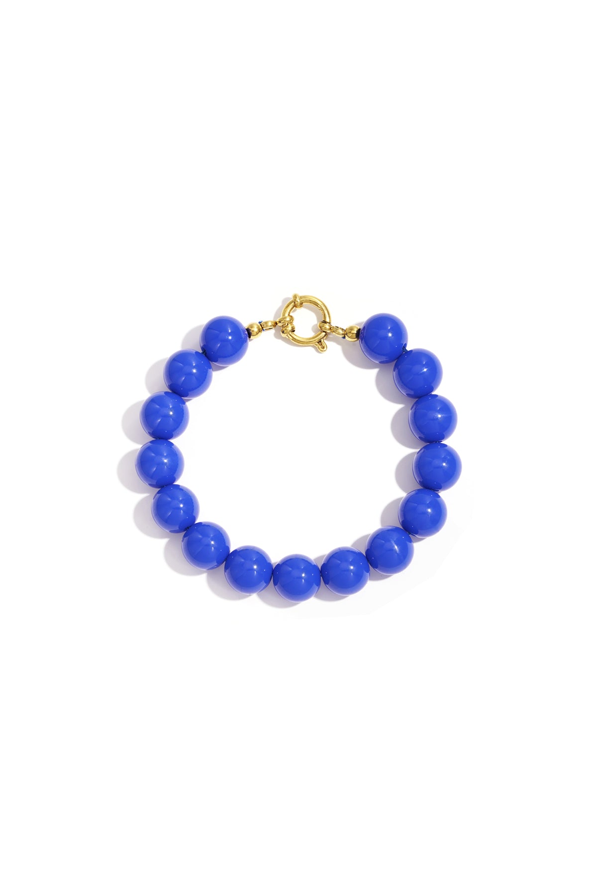 Armband met middelgrote kralen en sluiting aan de voorkant – 12 mm - donker blauw