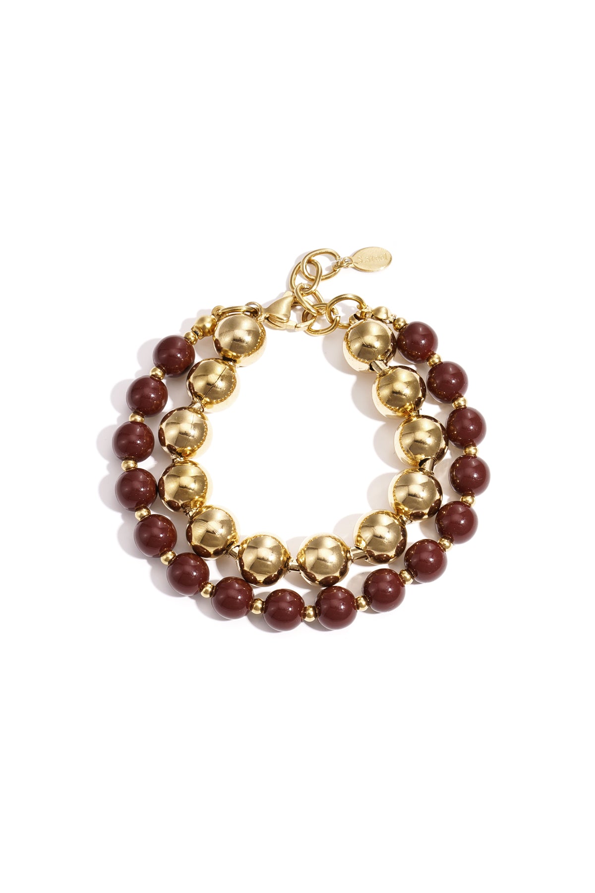 Dubbele kralenarmband - koffie bruin