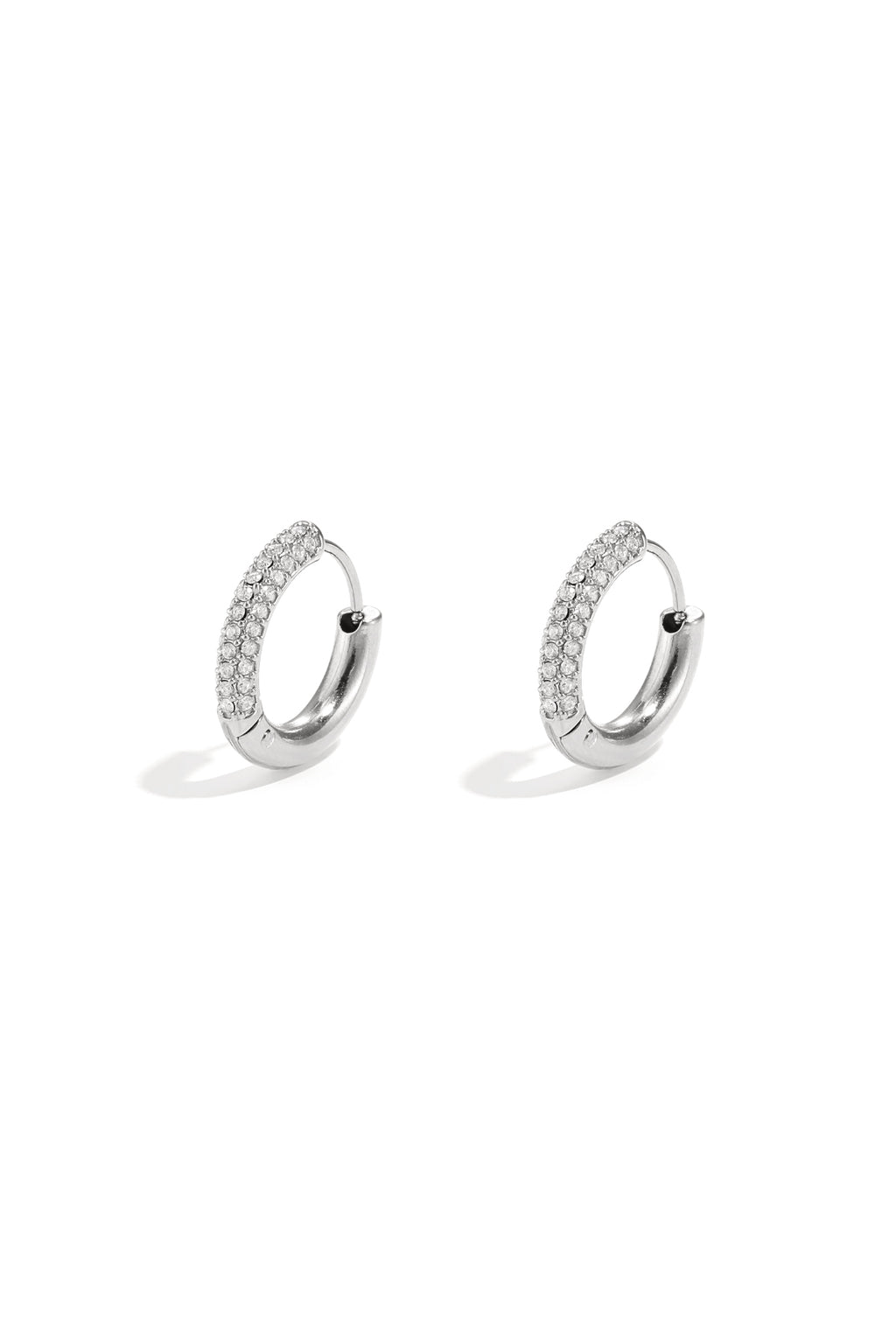 Elegant Rhinestone Hoop Earrings - Silver & Gold