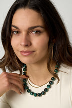 Kralenketting met goude kraaltjes 13.5mm