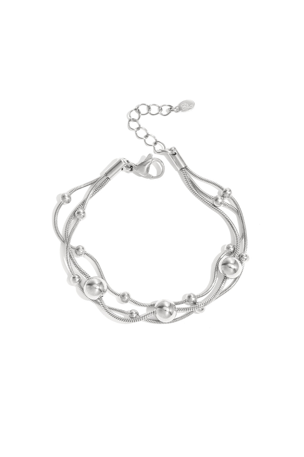 Armband met kettingen en stippen - zilver