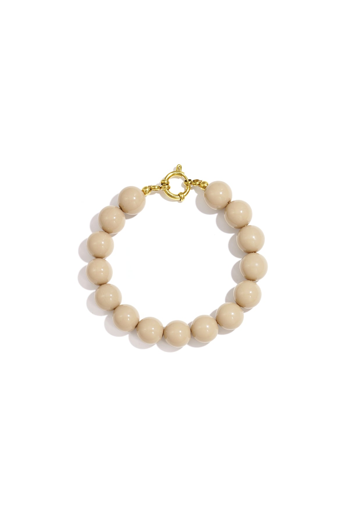 Armband met middelgrote kralen en sluiting aan de voorkant – 12 mm - kaki