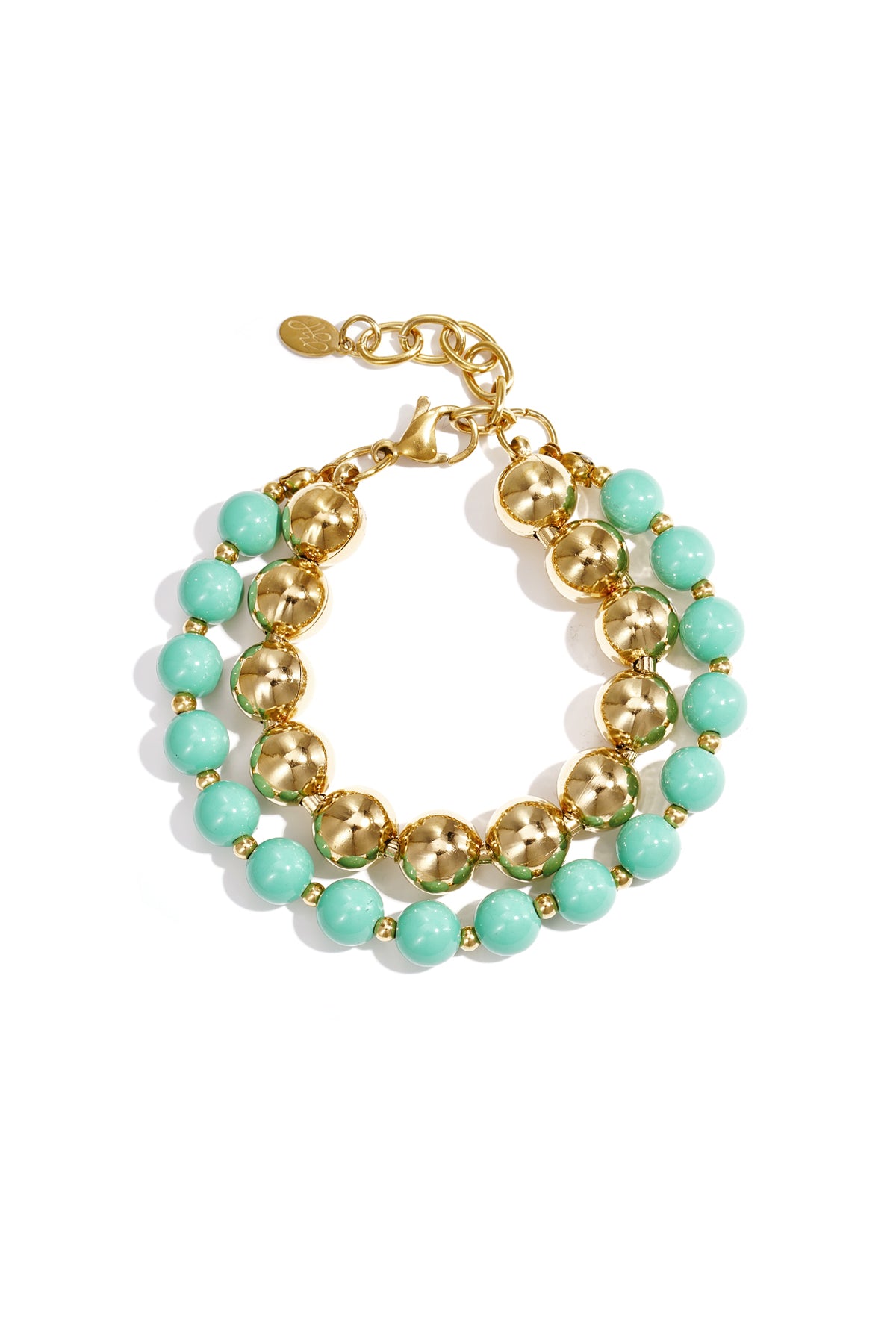 Dubbele kralenarmband - turkoois 