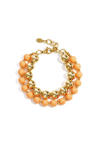 Dubbele kralenarmband - licht oranje