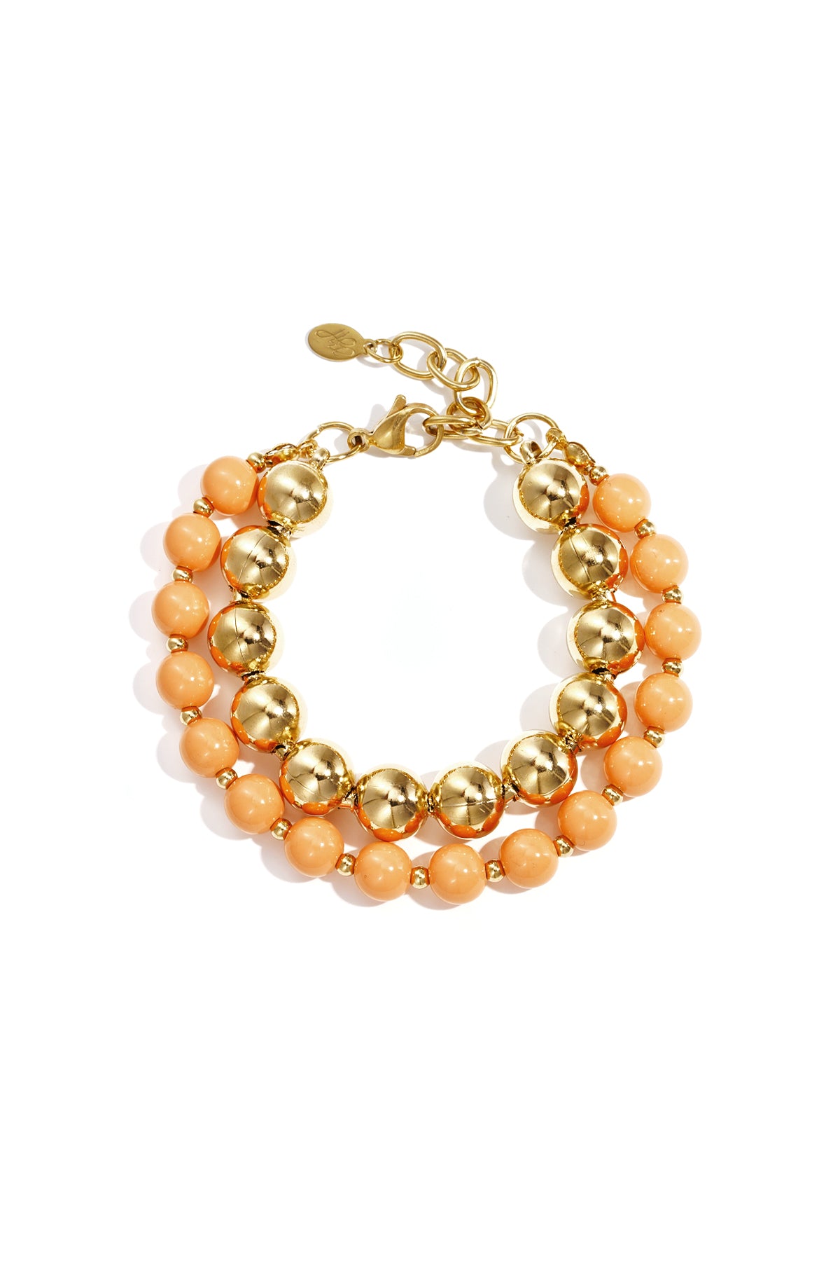 Dubbele kralenarmband - licht oranje