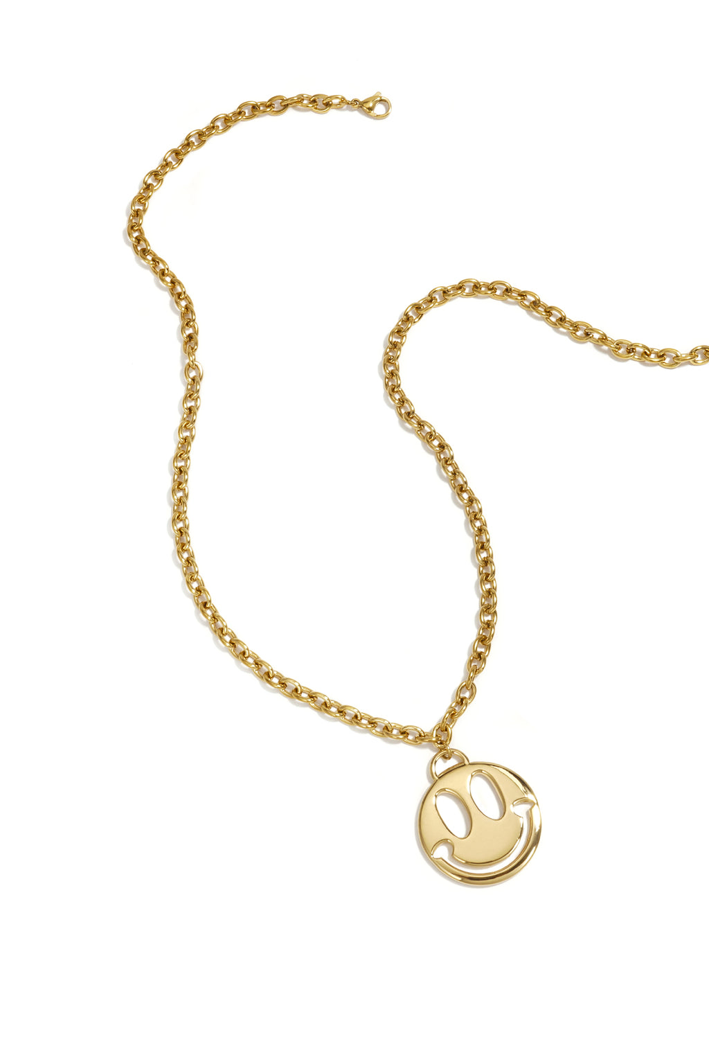 14K vergulde roestvrijstalen hangerkettingen met lachend gezichtje, eenvoudige dagelijkse sieraden uit de Simple Series voor dames.