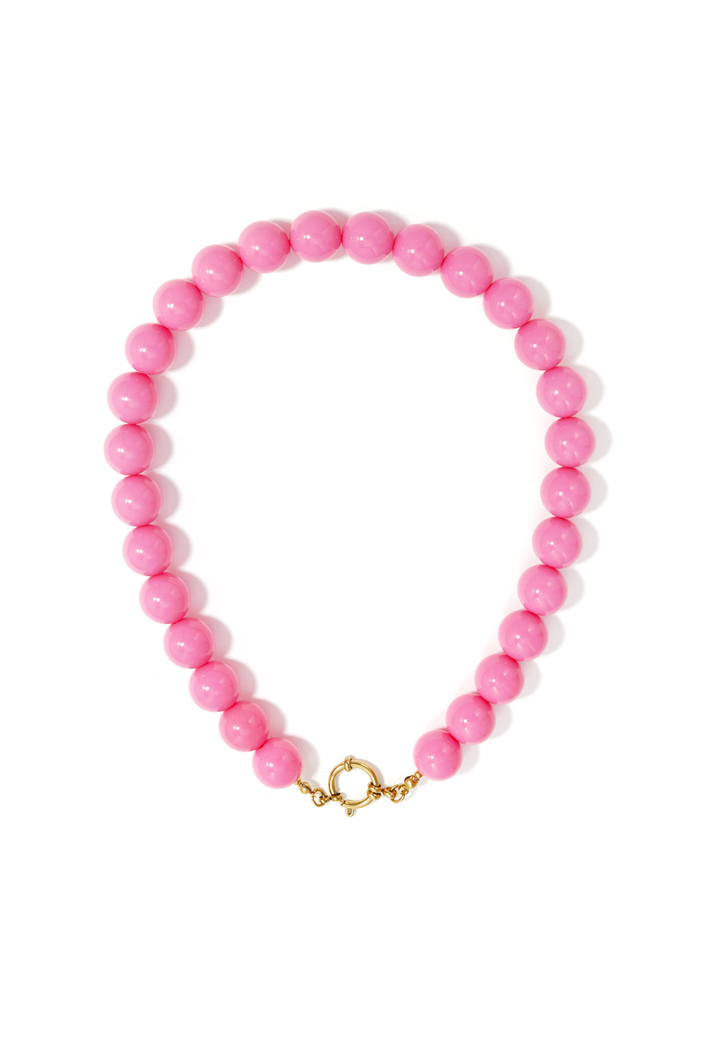 Ketting met grote kralen en sluiting aan de voorkant – 15 mm - roze