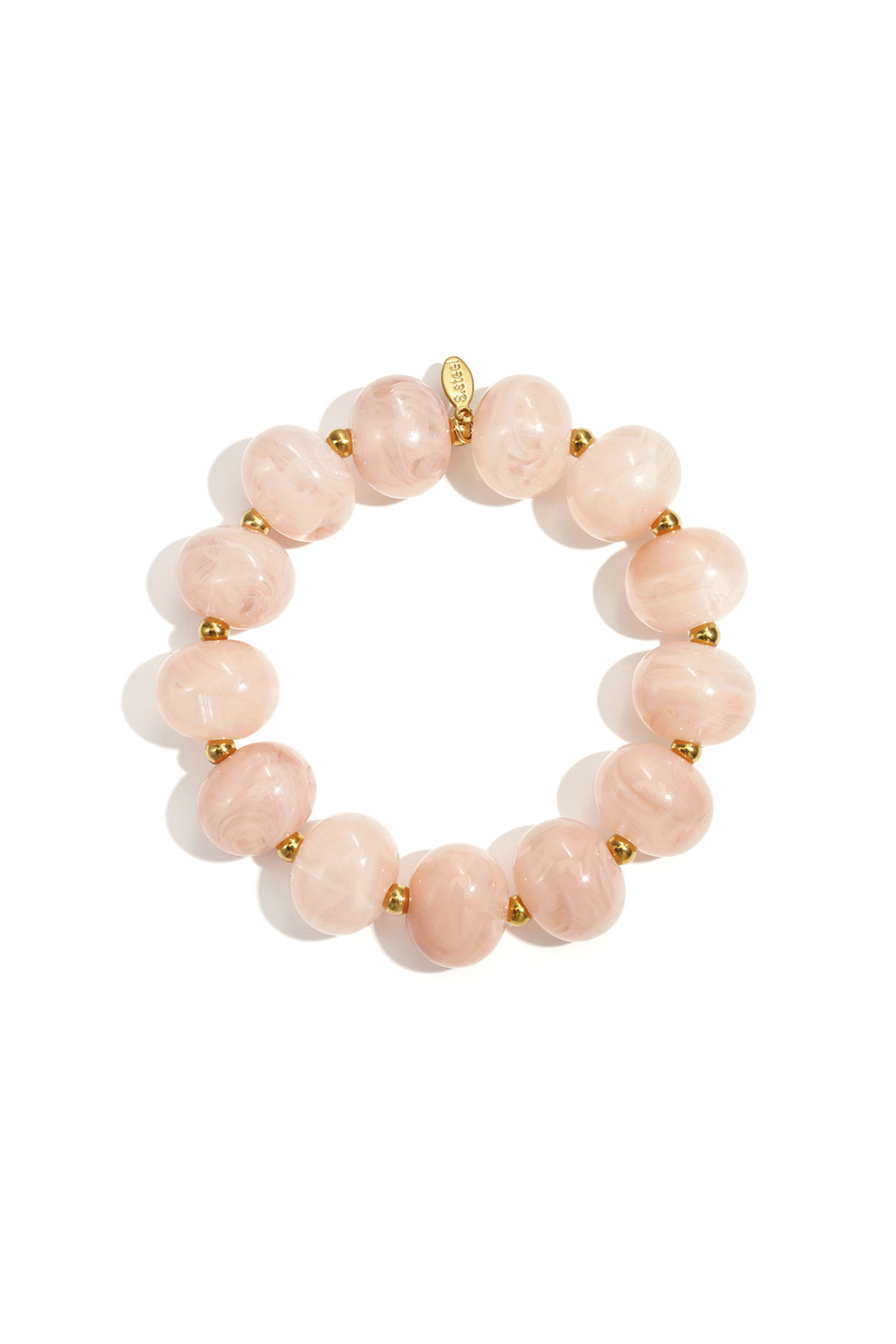 Elastieke kralenarmband met grote kralen - licht roze
