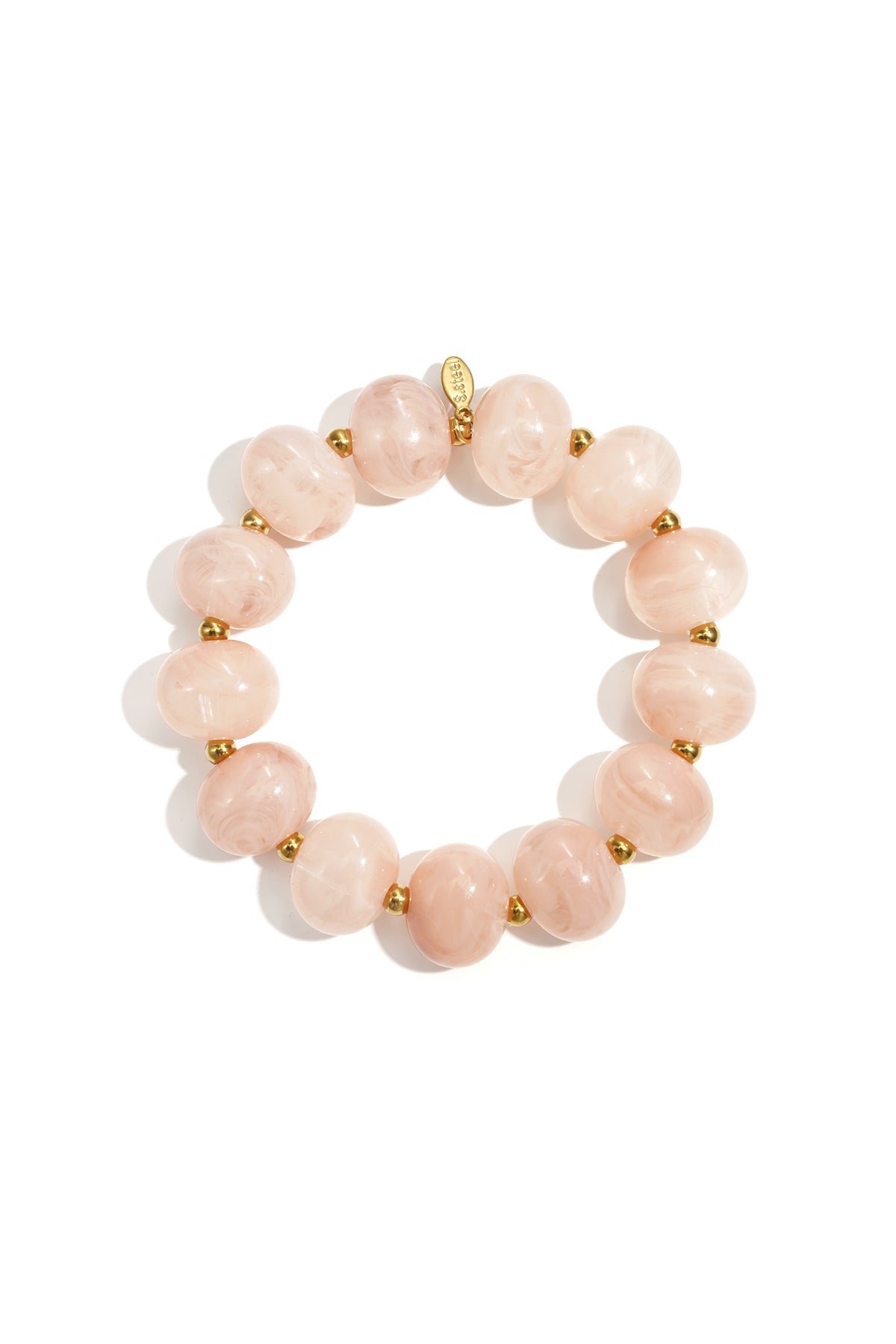 Elastieke kralenarmband met grote kralen - licht roze