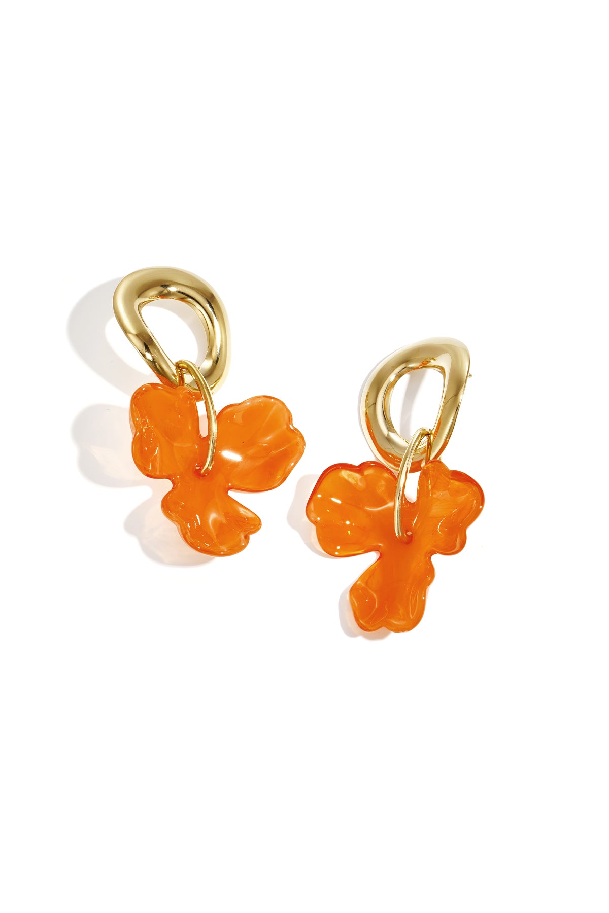 Ronde oorbellen met hangende bloem