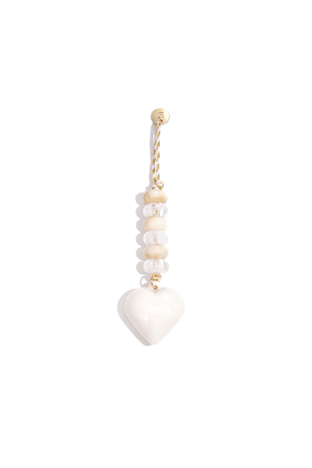 Tasbedels met hartje – Casual acryl – wit