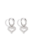 Oorbellen met strass-hartje - zilver