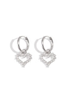 Oorbellen met strass-hartje - zilver