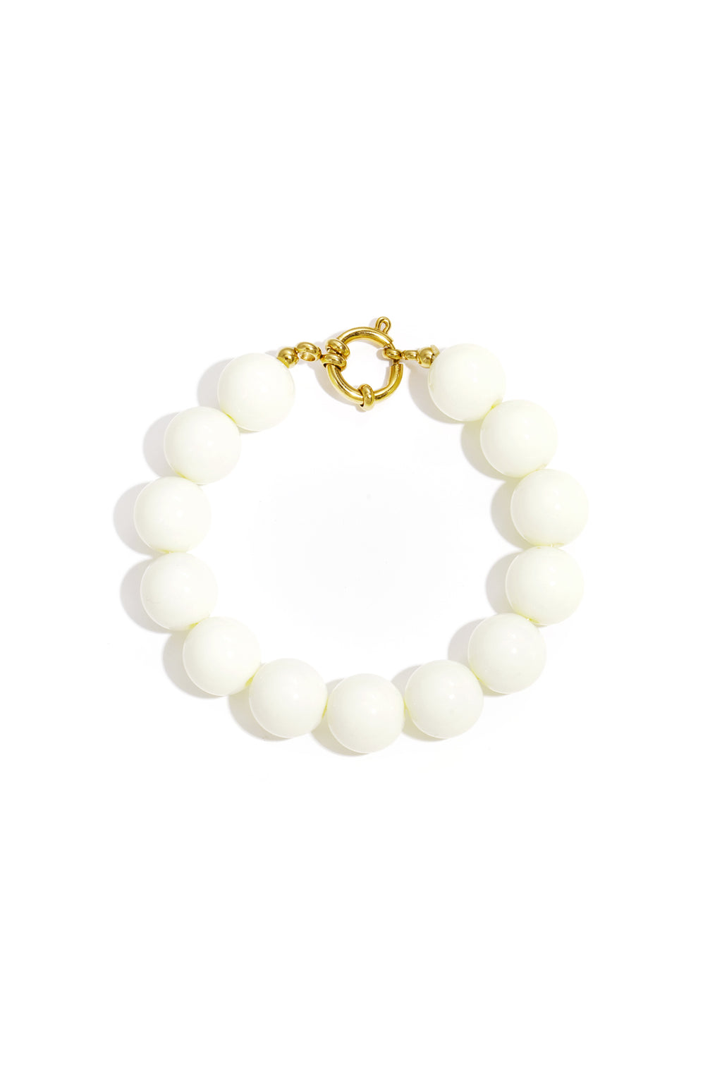 Armband met grote kralen en sluiting aan de voorkant - wit