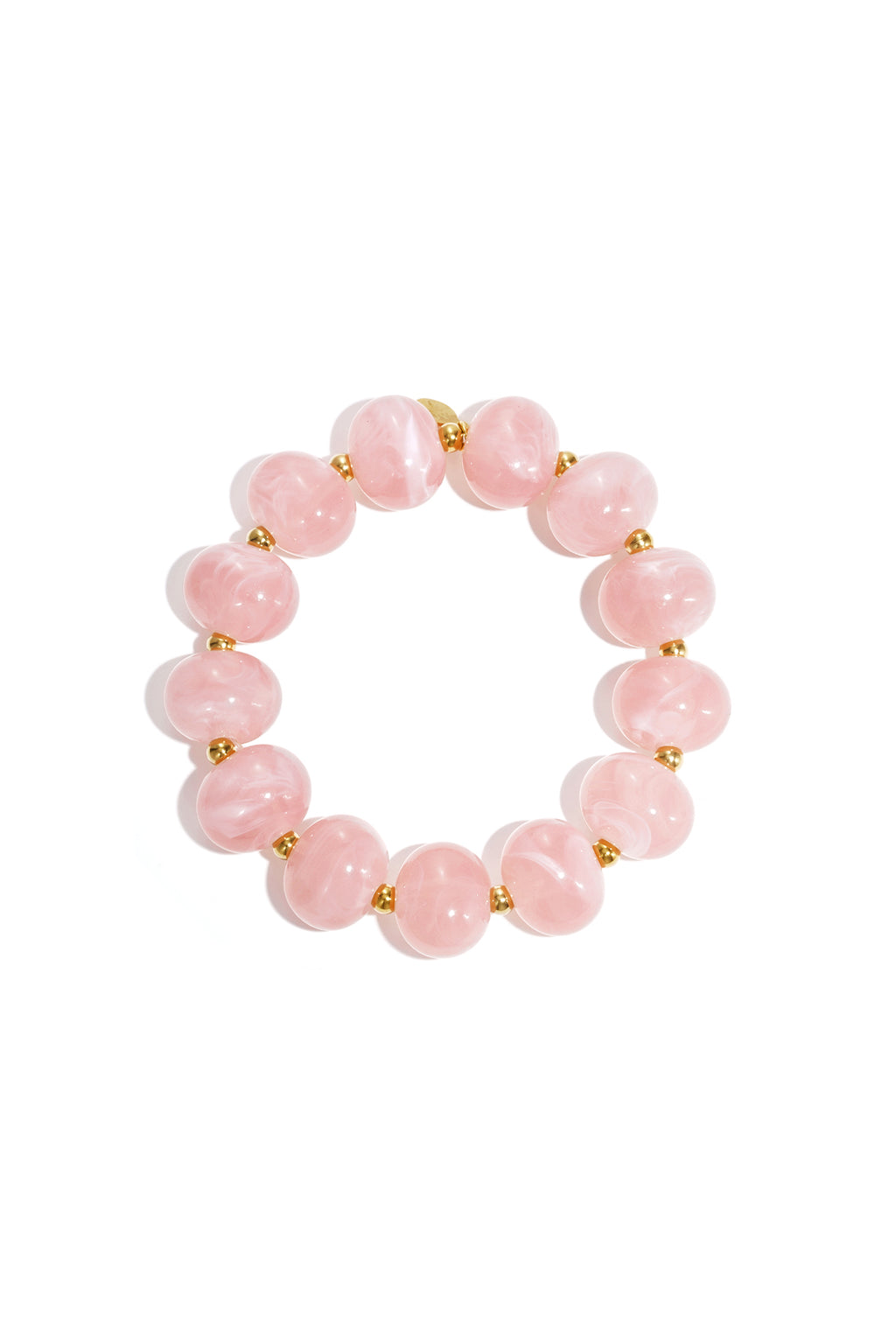 Elastieke kralenarmband met grote kralen - zacht roze