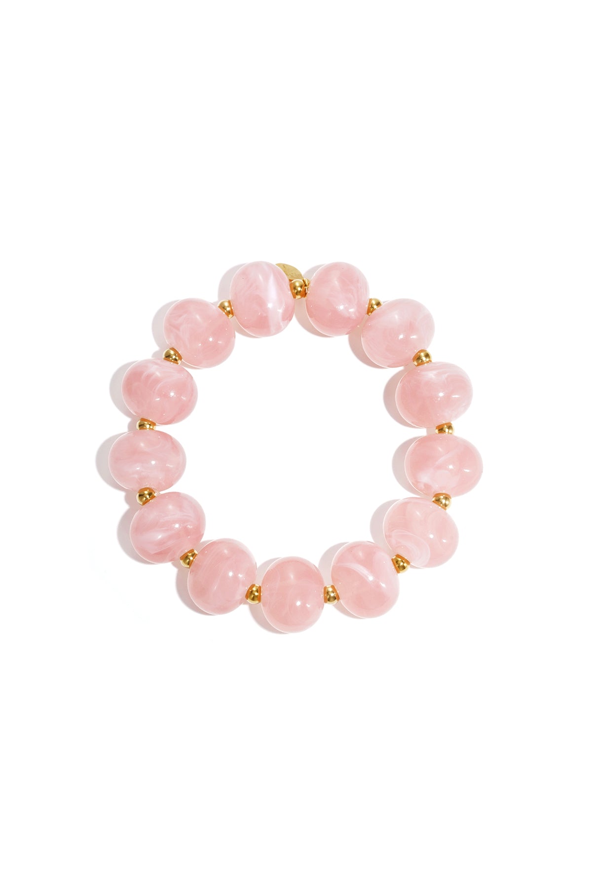 Elastieke kralenarmband met grote kralen - zacht roze