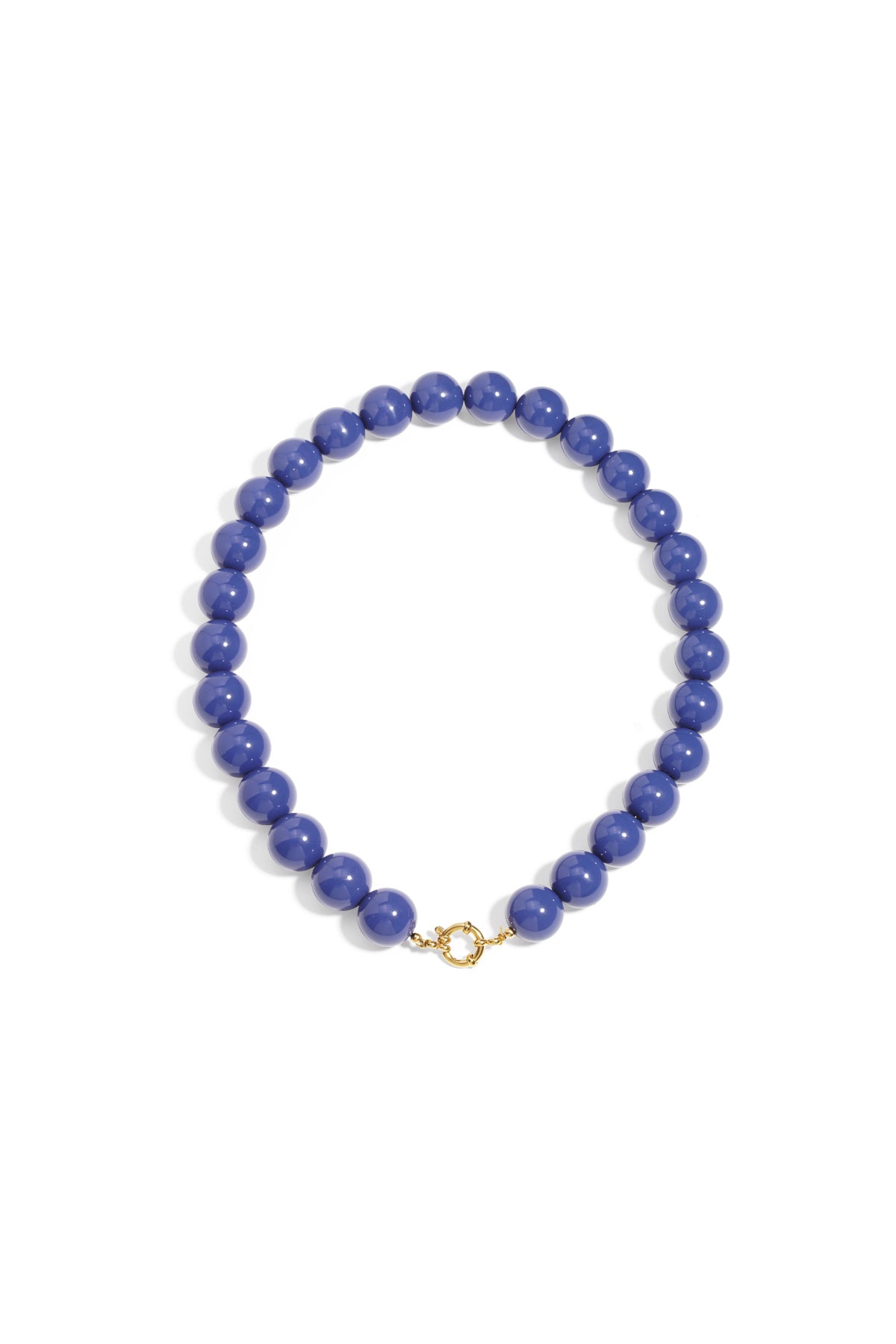 Ketting met grote kralen en sluiting aan de voorkant – 15 mm - donker blauw