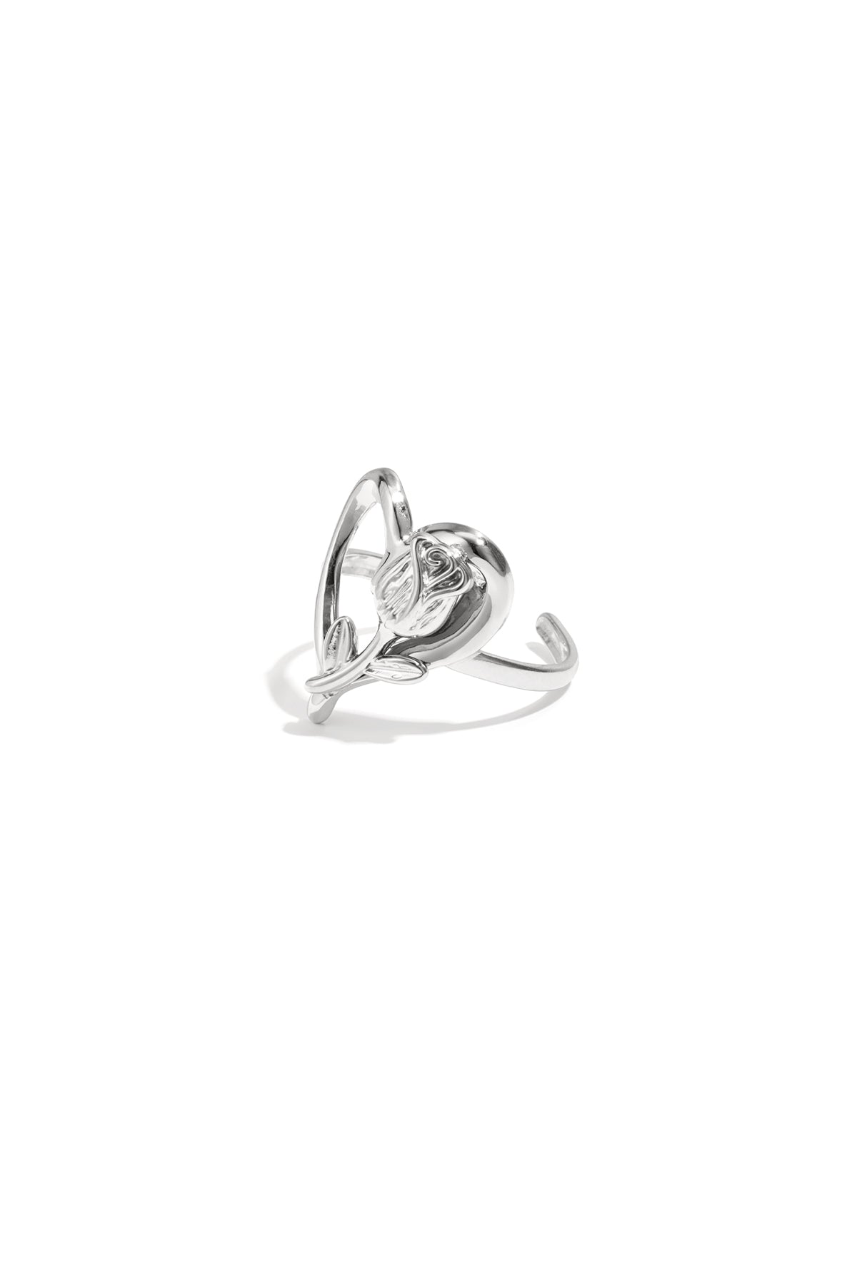 Ring met roos op hart - zilver