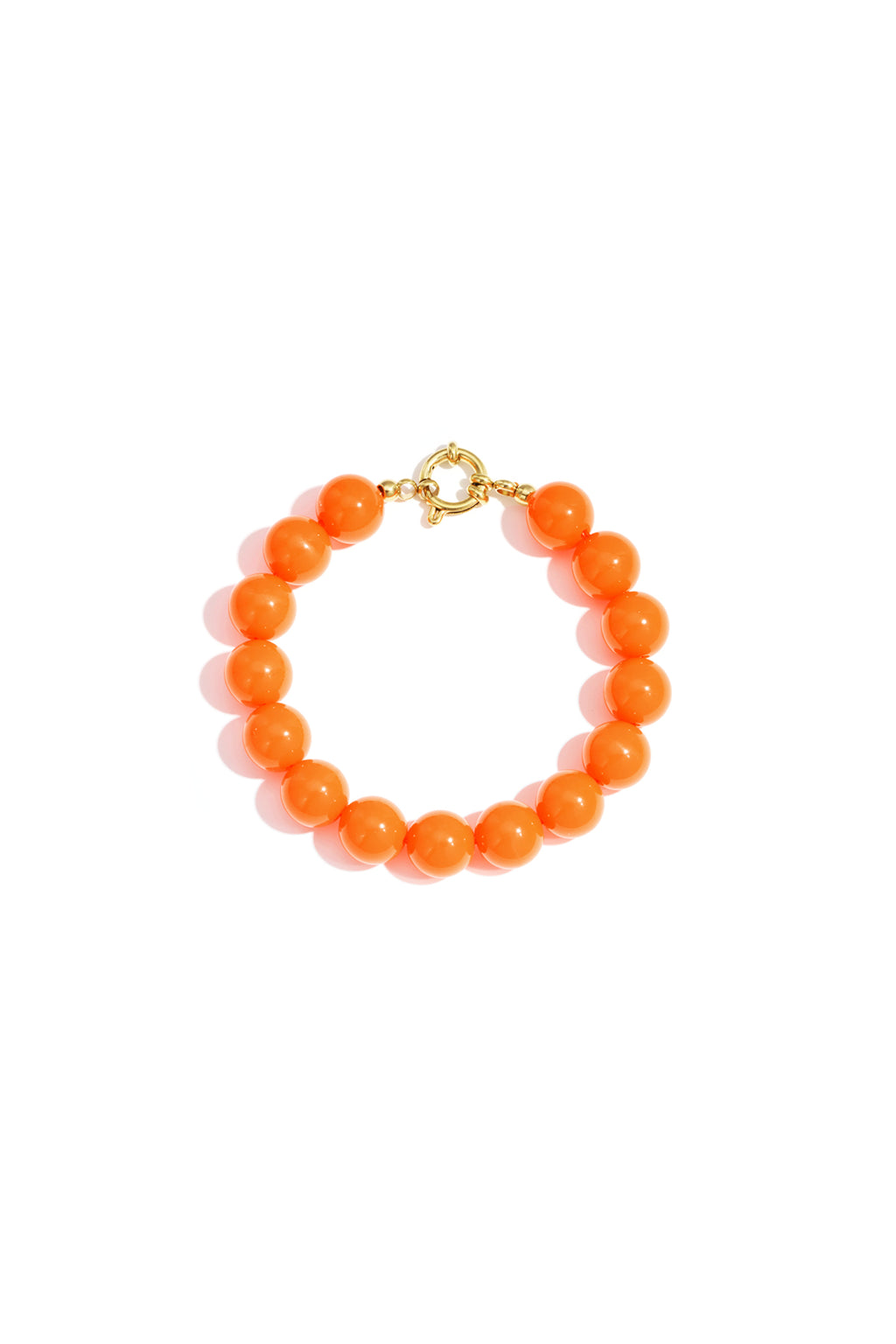 Armband met middelgrote kralen en sluiting aan de voorkant – 12 mm - oranje 