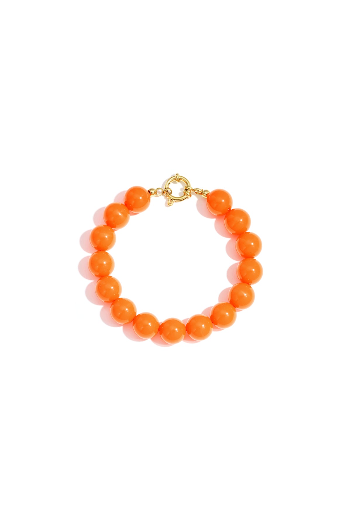 Armband met middelgrote kralen en sluiting aan de voorkant – 12 mm - oranje 