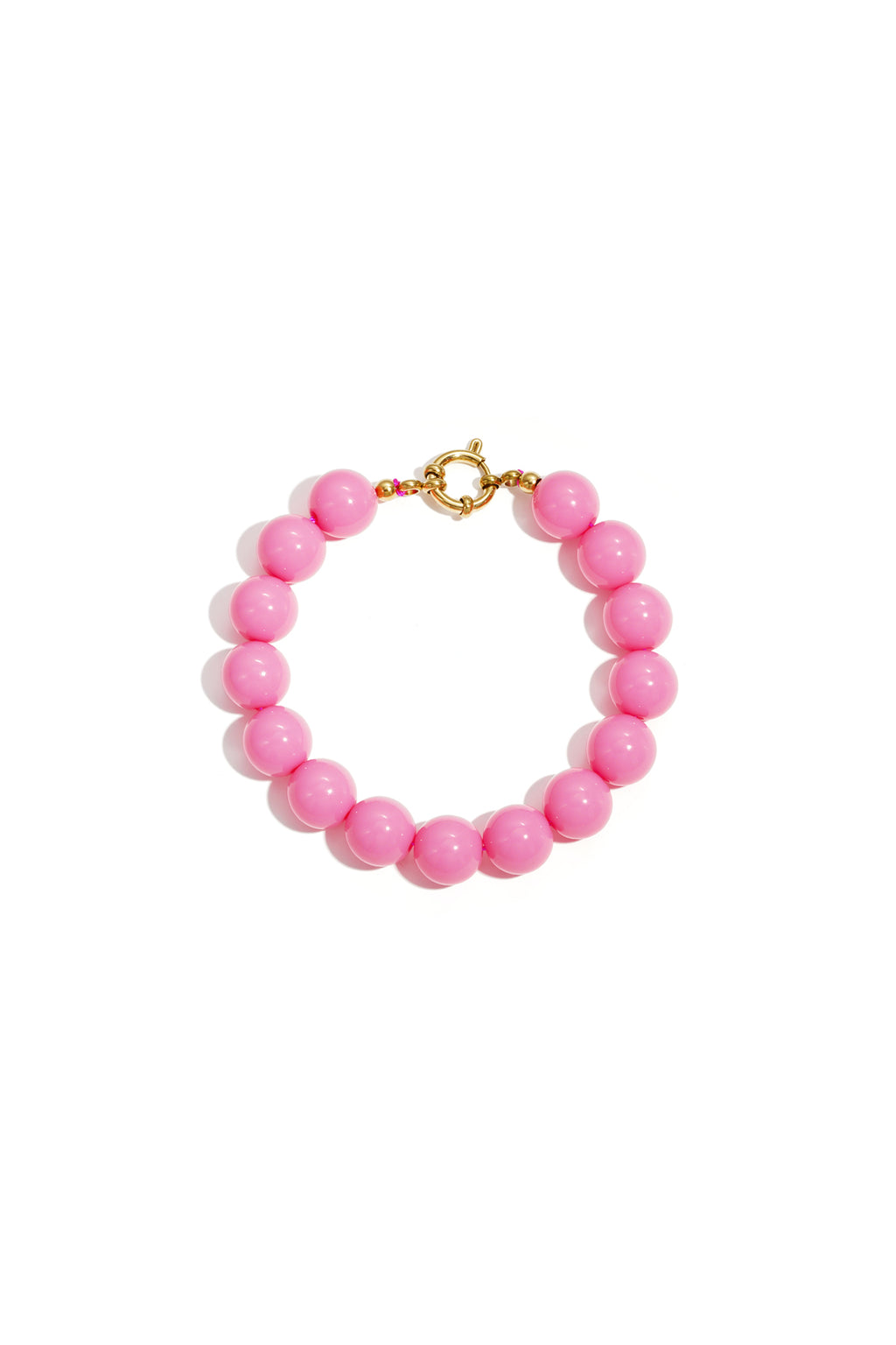 Armband met middelgrote kralen en sluiting aan de voorkant – 12 mm - roze