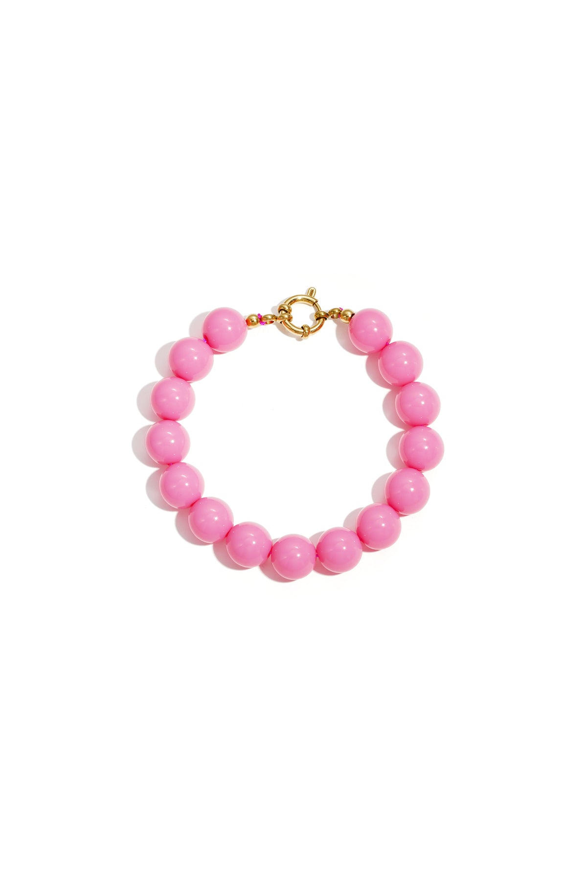 Armband met middelgrote kralen en sluiting aan de voorkant – 12 mm - roze