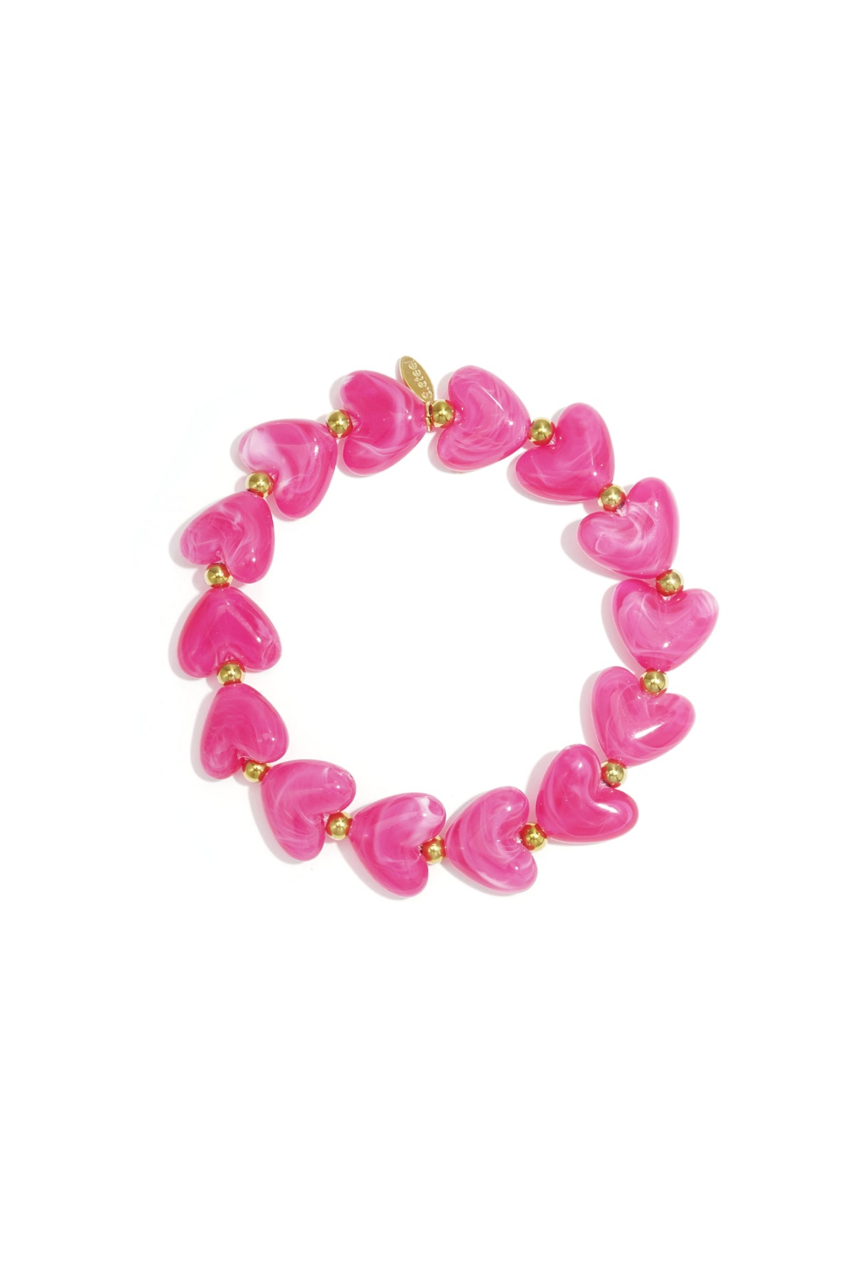 Elastische armband met hartkralen - roze