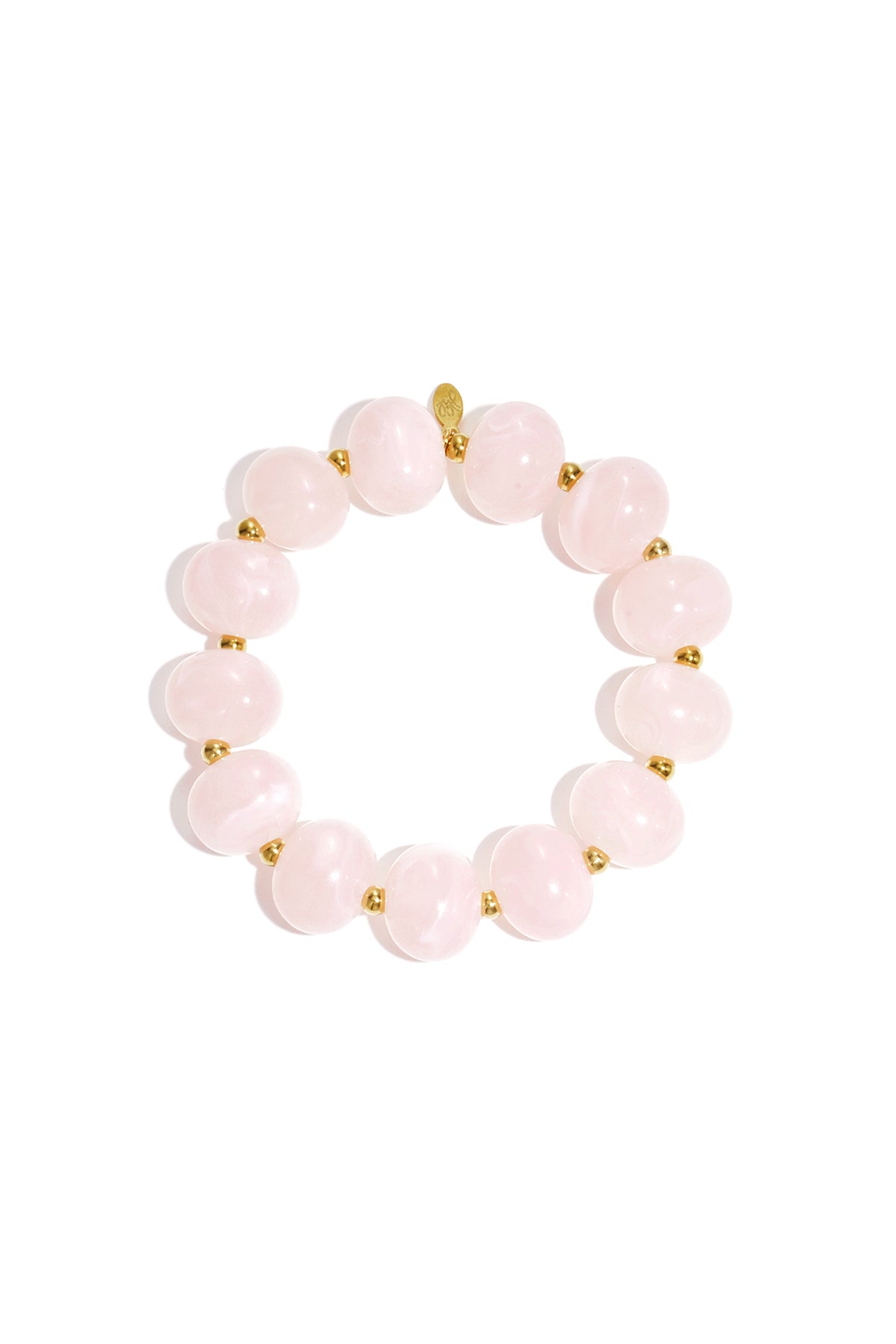 Elastieke kralenarmband met grote kralen - roze