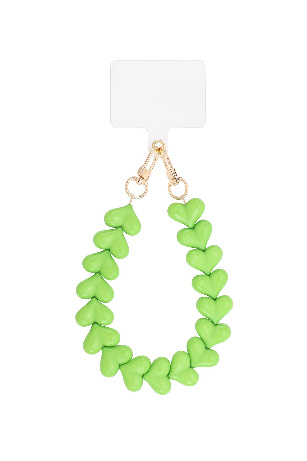 Telefoonketting met hartjes - groen