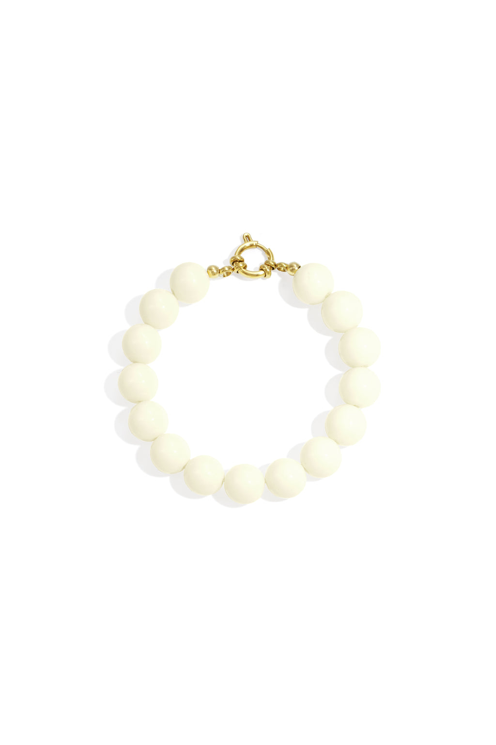 Armband met middelgrote kralen en sluiting aan de voorkant – 12 mm - wit