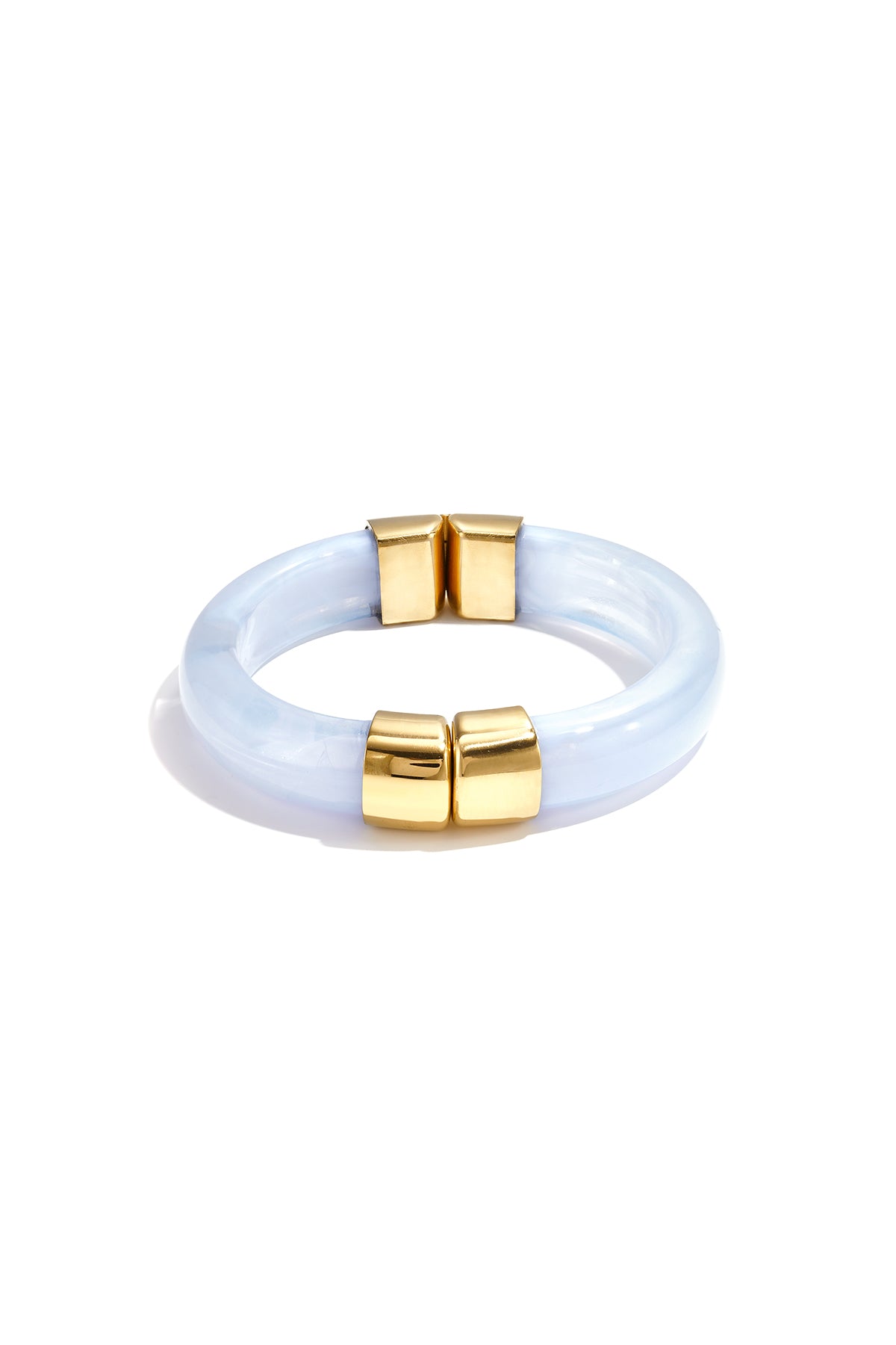 Chunky bangle with gold details - licht blauw
