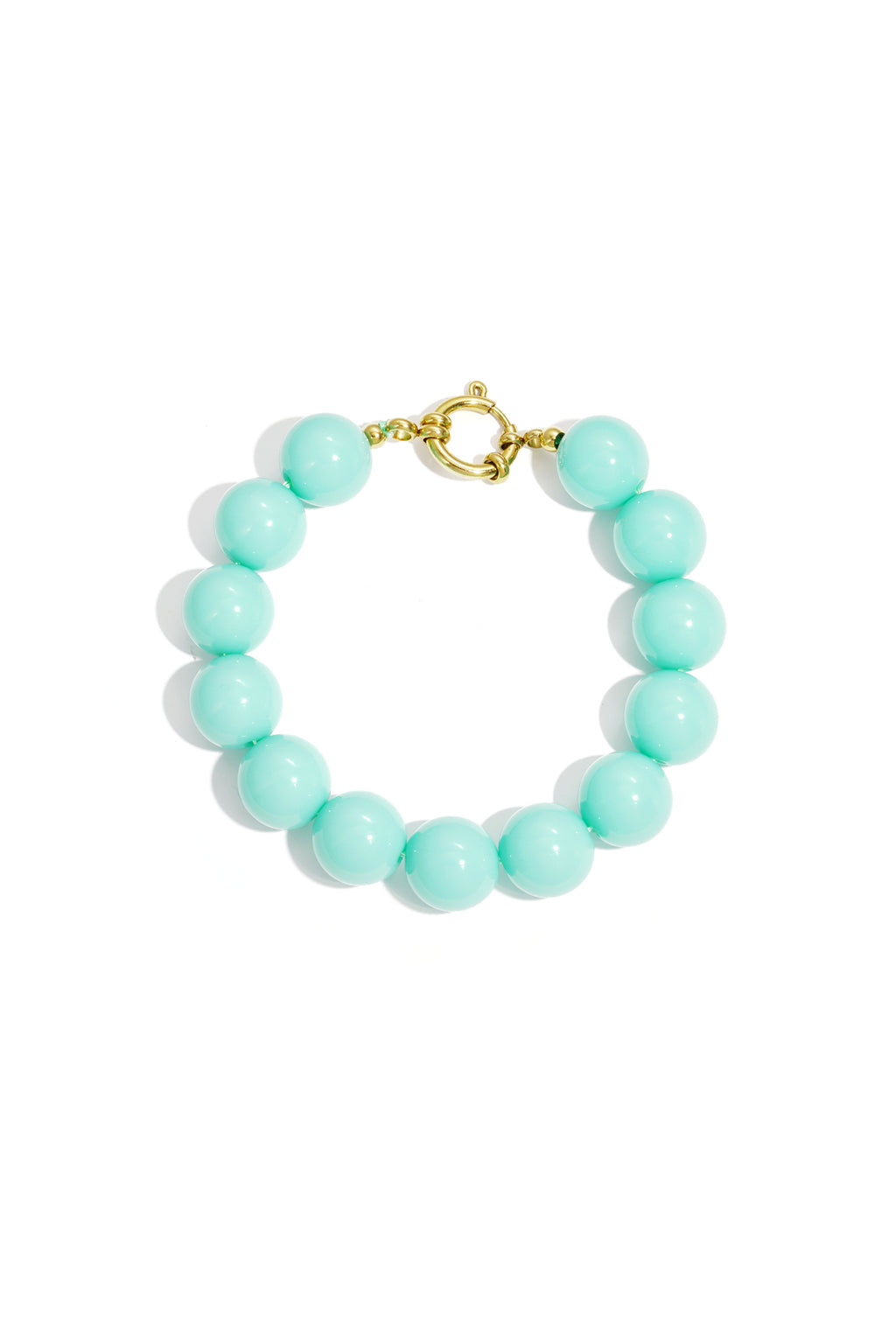 Armband met grote kralen en sluiting aan de voorkant - turkoois