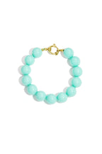 Armband met grote kralen en sluiting aan de voorkant - turkoois