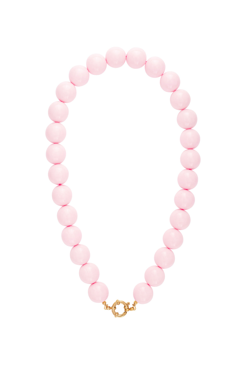 Ketting met grote kralen en sluiting aan de voorkant – 15 mm - licht roze