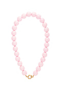 Ketting met grote kralen en sluiting aan de voorkant – 15 mm - licht roze