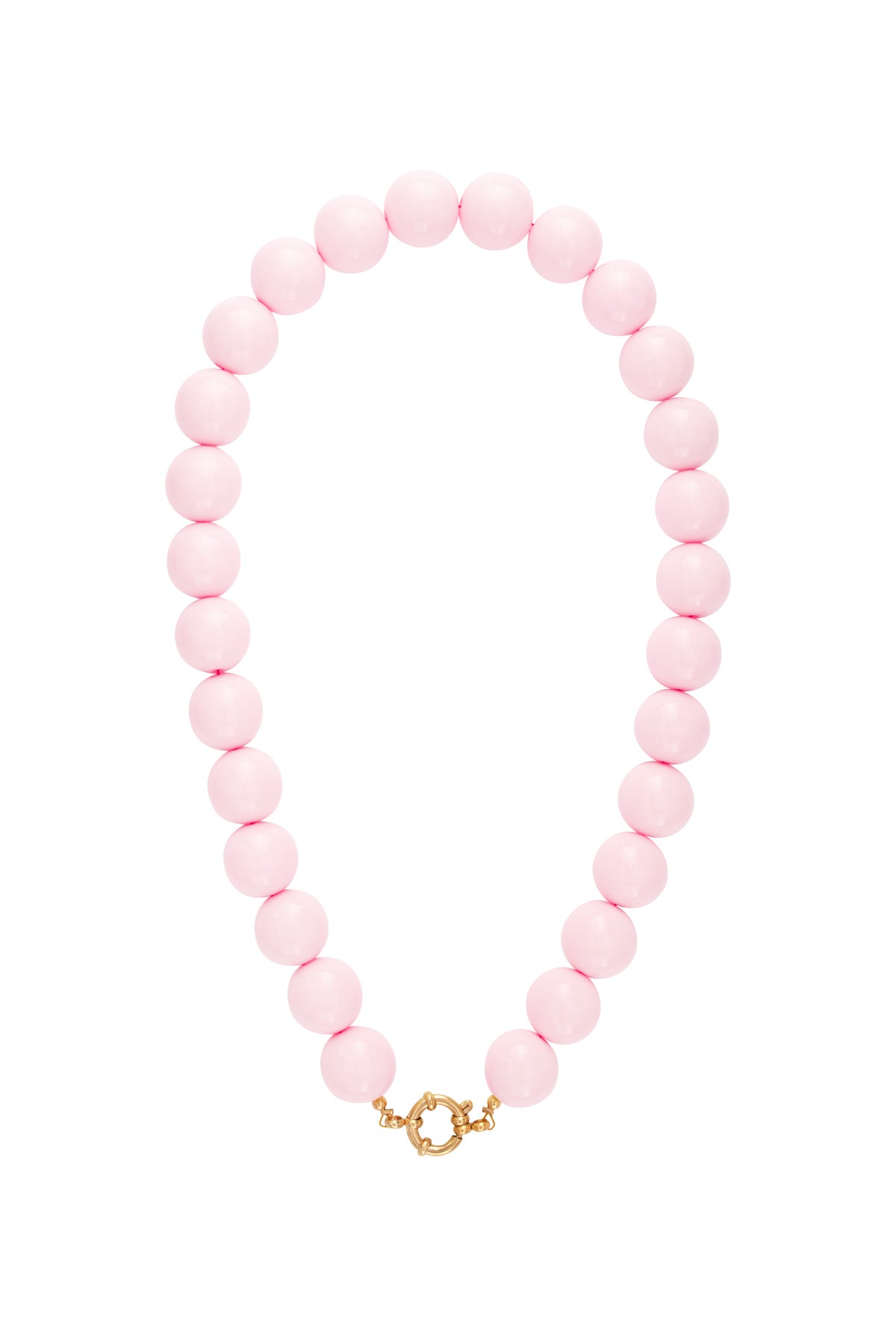 Ketting met grote kralen en sluiting aan de voorkant – 15 mm - licht roze