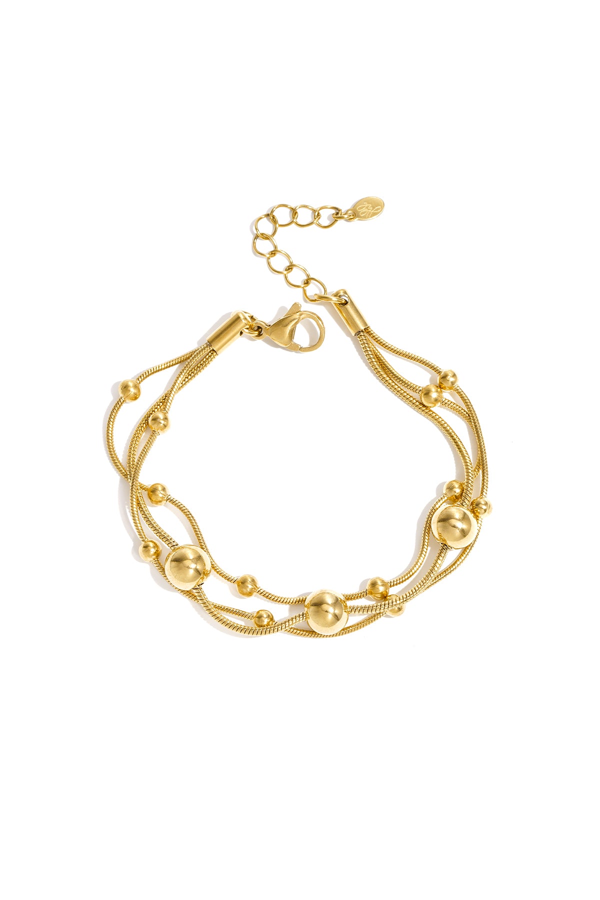 Armband met kettingen en stippen - goud
