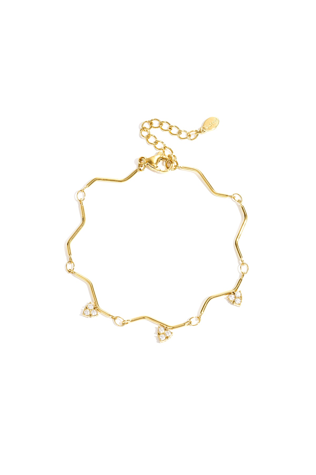 Armband met zigzagpatroon en steentjes - goud