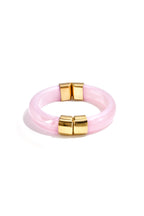 Chunky bangle with gold details - licht roze