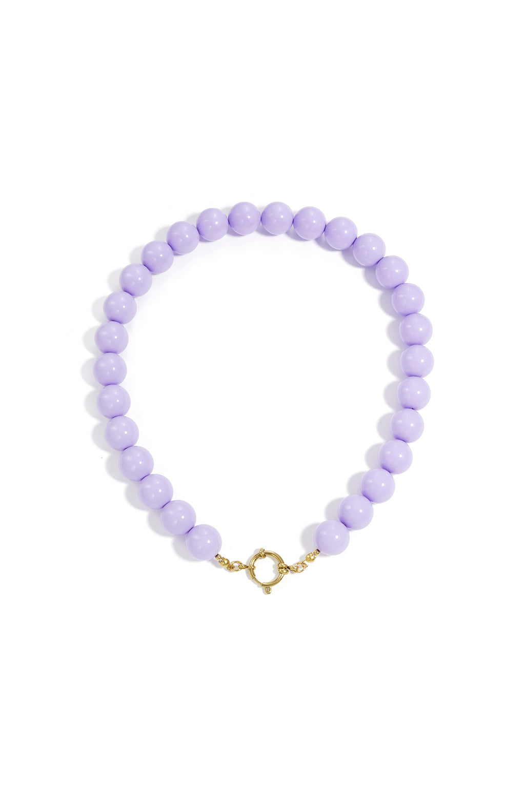 Ketting met grote kralen en sluiting aan de voorkant – 15 mm - licht paars 