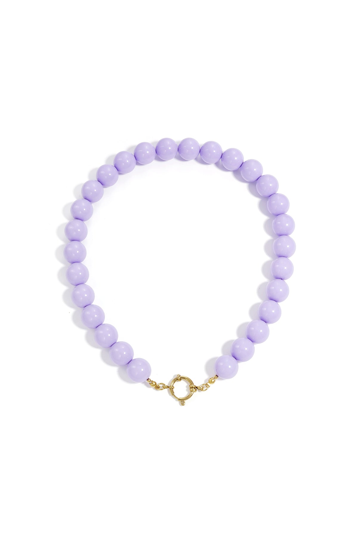 Ketting met grote kralen en sluiting aan de voorkant – 15 mm - licht paars 