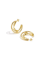 Dubbele dikke oorringen met gedraaide details - goud