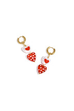 Oorbellen met hartvormige hanger - rood