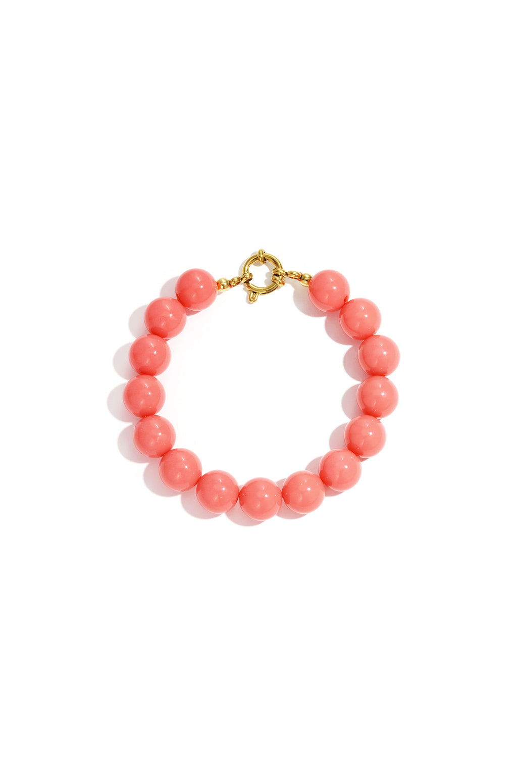 Armband met middelgrote kralen en sluiting aan de voorkant – 12 mm - zalm roze